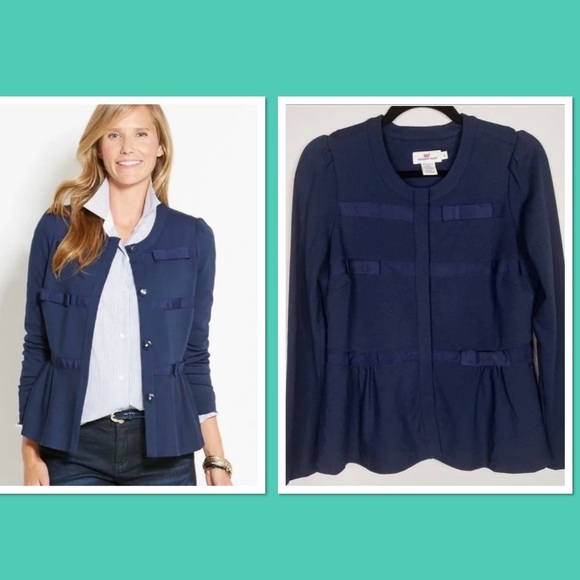 Vineyard Vines Navy Grosgrain bow Ponte jacket (EUC) - Picture 4 of 12